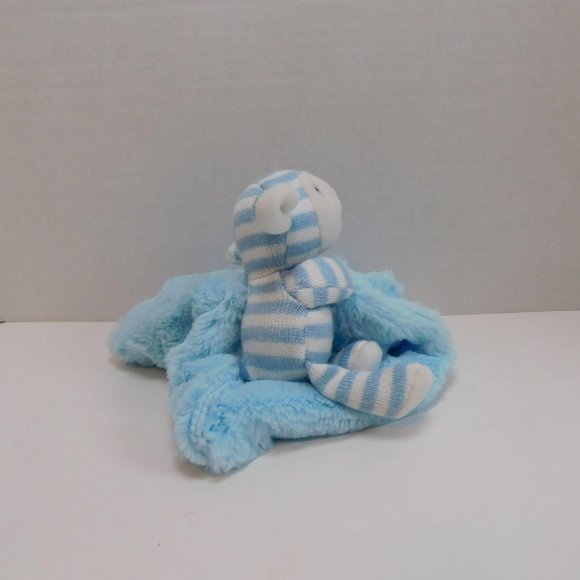 Kellytoy Blue White Striped Lamb Lovey Security Blanket Sheep Rattle Plush 11" - Picture 3 of 10